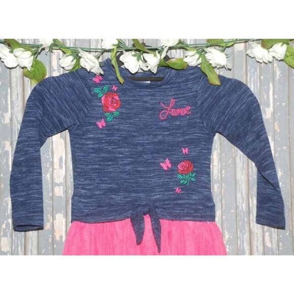 Girl's Youngland Dress Size 4 Sweater Top Tulle Skirt Embroidered Floral - Picture 2 of 11